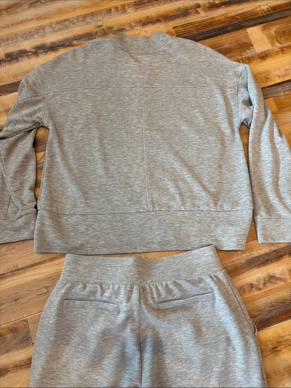 Talbots Light Gray Wide-Leg Lounge Pants with Matching Zip Jacket - Picture 6 of 9
